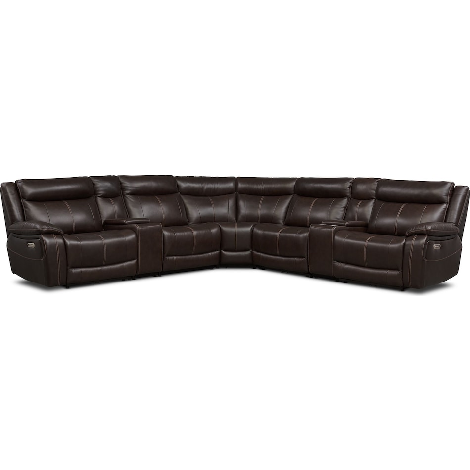 vince dark brown  pc power reclining sectional   