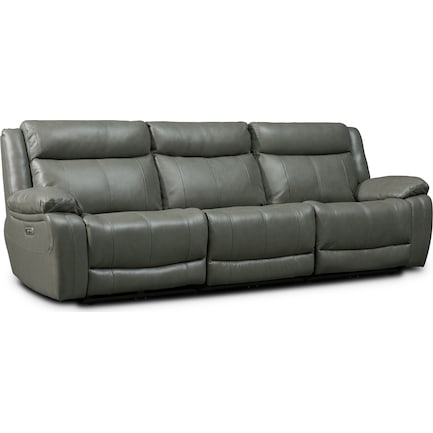 Vince 3-Piece Dual-Power Reclining Sofa - Gray