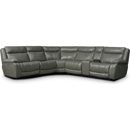 Vince 6-Piece Dual-Power Reclining Sectional with 3 Reclining Seats - Gray