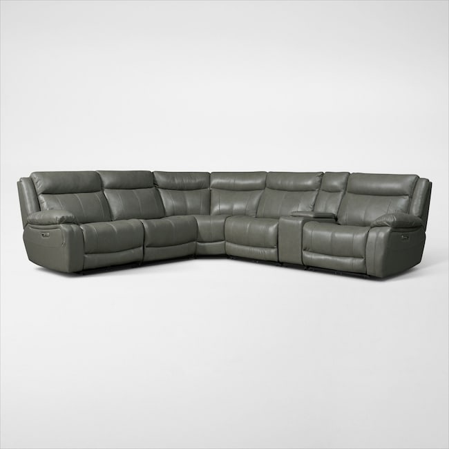 Living Room Furniture - Vince 6-Piece Dual-Power Reclining Sectional with 3 Reclining Seats
