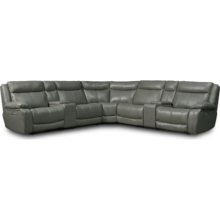Vince 7-Piece Dual-Power Reclining Sectional with 3 Reclining Seats - Gray