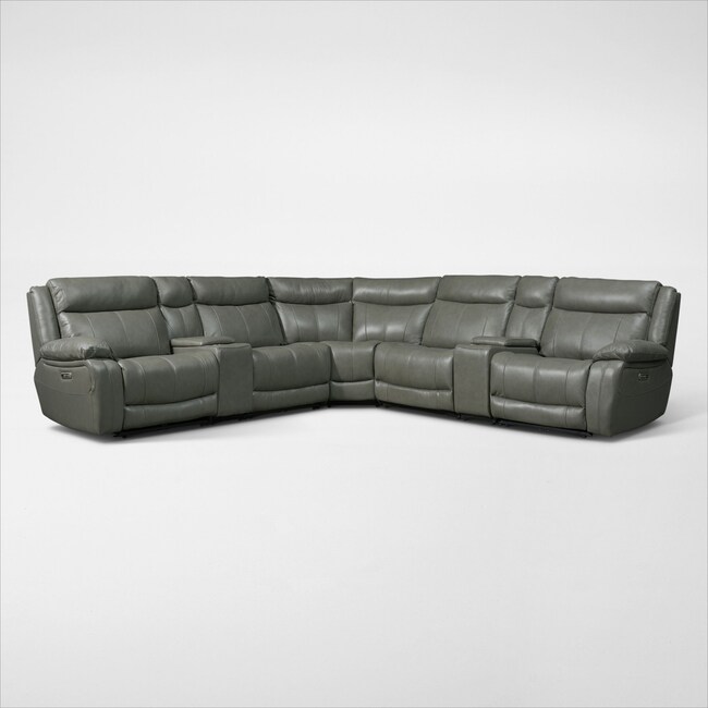 Living Room Furniture - Vince 7-Piece Dual-Power Reclining Sectional with 3 Reclining Seats