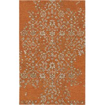 vines orange area rug  x    