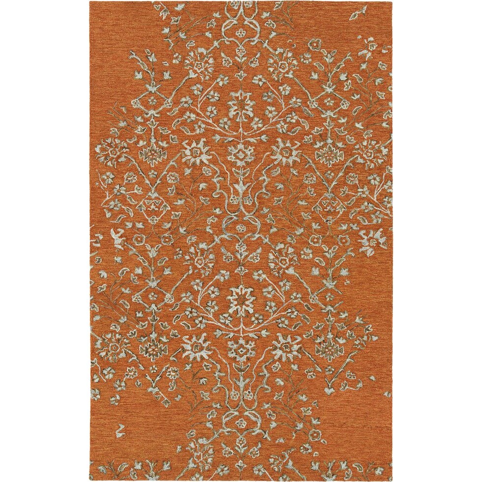 vines orange area rug  x    