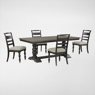 Vineyard Rectangular Extendable Dining Table and 4 Dining Chairs