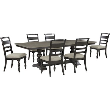Vineyard Rectangular Extendable Dining Table and 6 Dining Chairs