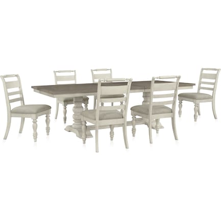 Vineyard Rectangular Dining Table and 6 Dining Chairs - Ivory