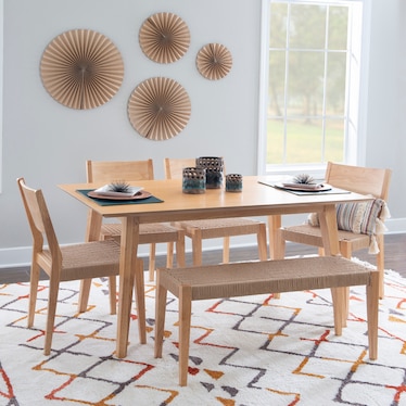 Vittorio Dining Table, 4 Side Chairs and Bench