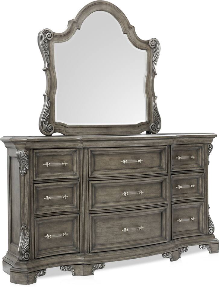 Vivian 6Piece Bedroom Set with Dresser, Nightstand, Dresser and Mirror