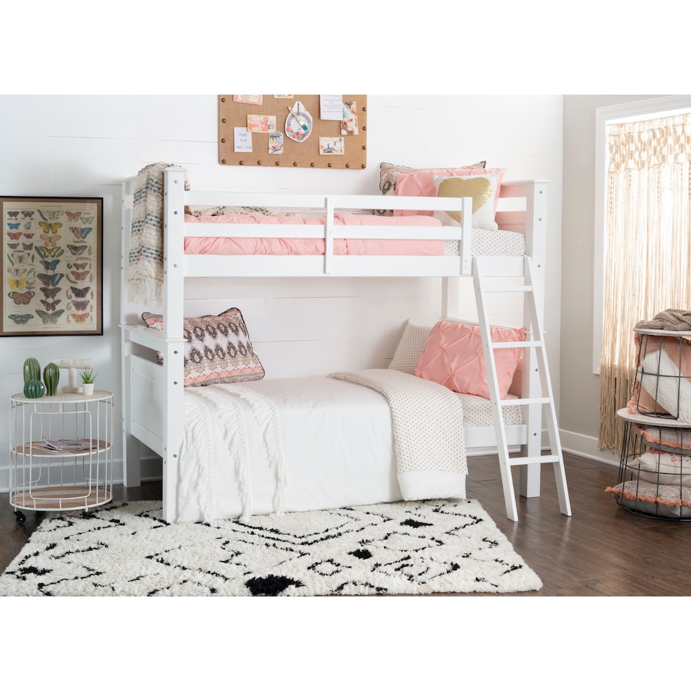 walker white twin over twin bunk bed   