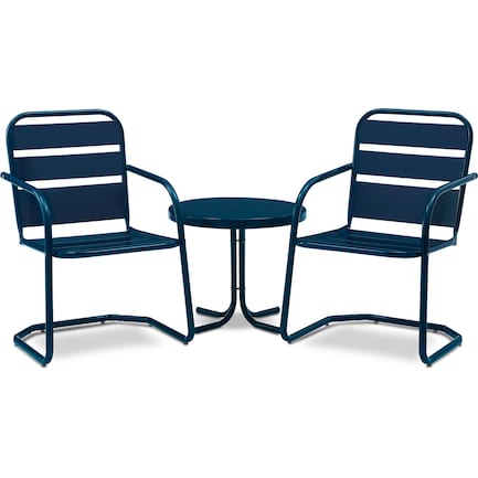 Wallace Set of 2 Outdoor Chairs and Side Table - Navy