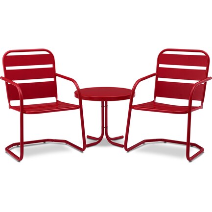 Wallace Set of 2 Outdoor Chairs and Side Table - Red