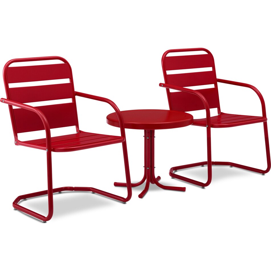 wallace red outdoor chair set   