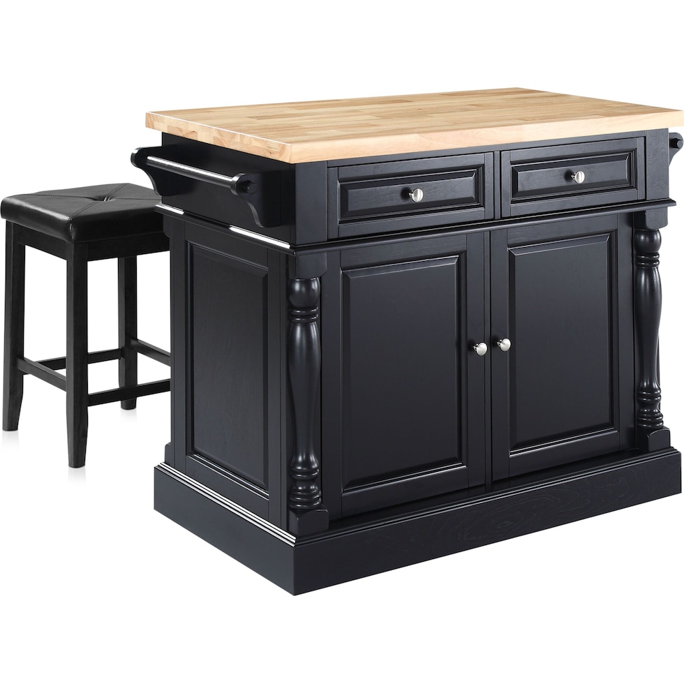 warren black kitchen island set   