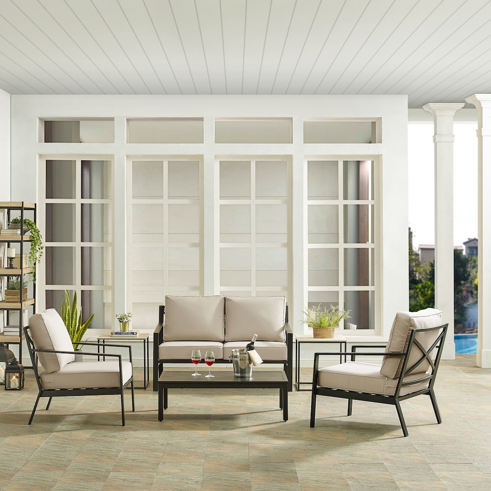 watson black outdoor loveseat set   