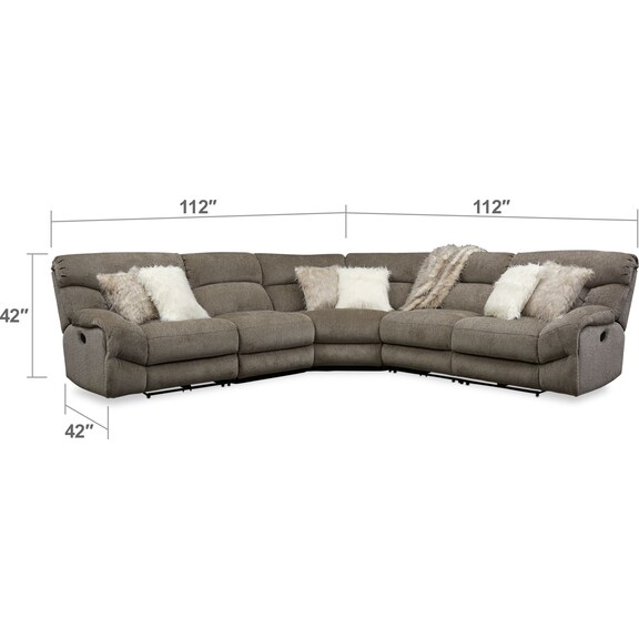 Living Room Furniture - Wave 5-Piece Manual Reclining Sectional with 2 Reclining Seats and Recliner