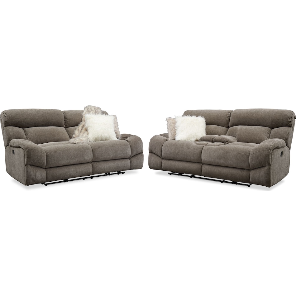 wave collection gray  pc manual reclining living room   