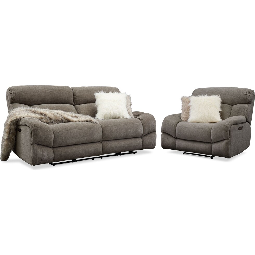 wave collection gray  pc power reclining living room   
