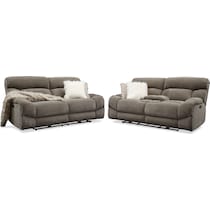 wave collection gray  pc power reclining living room   