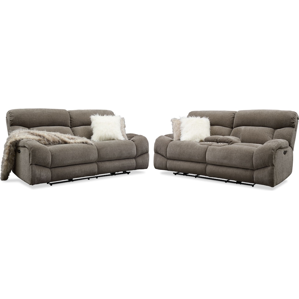 wave collection gray  pc power reclining living room   
