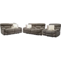 wave collection gray  pc manual reclining living room   