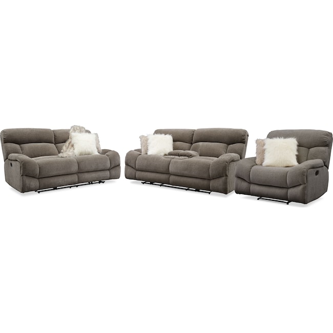 Living Room Furniture - Wave Manual Reclining Sofa, Loveseat and Recliner