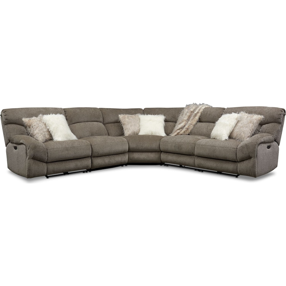 wave collection gray  pc power reclining sectional   