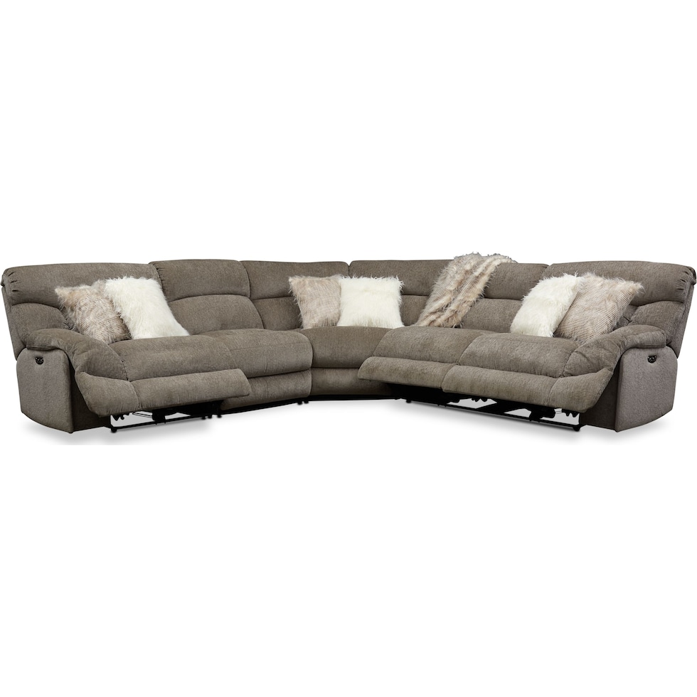 wave collection gray  pc power reclining sectional   