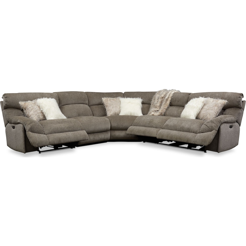 wave collection gray  pc power reclining sectional   