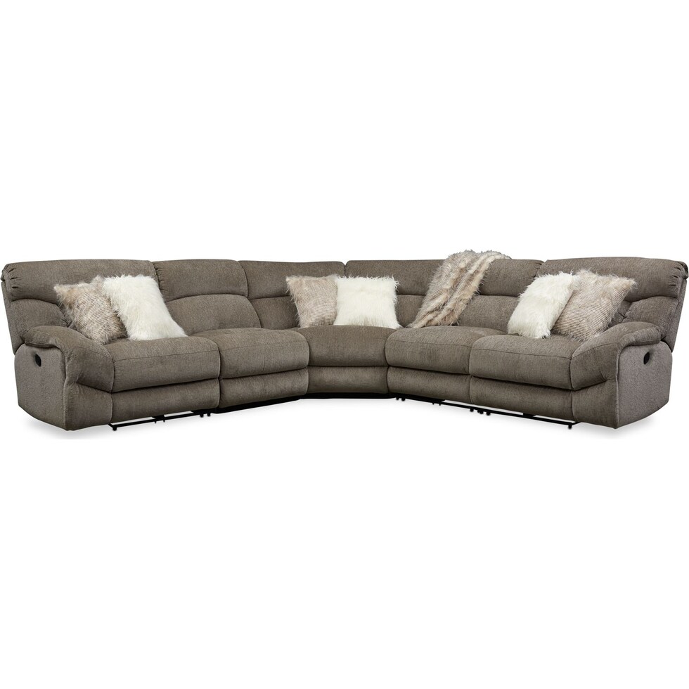 wave collection gray  pc reclining sectional   