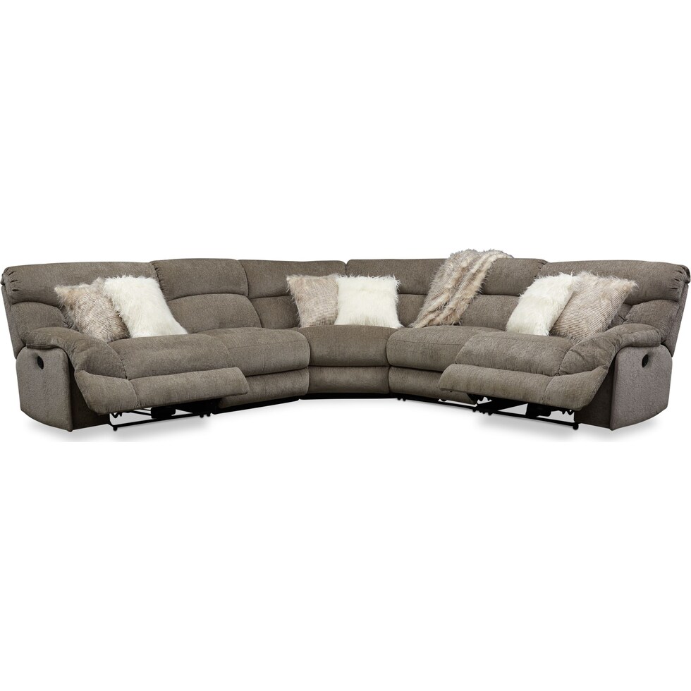 wave collection gray  pc reclining sectional   