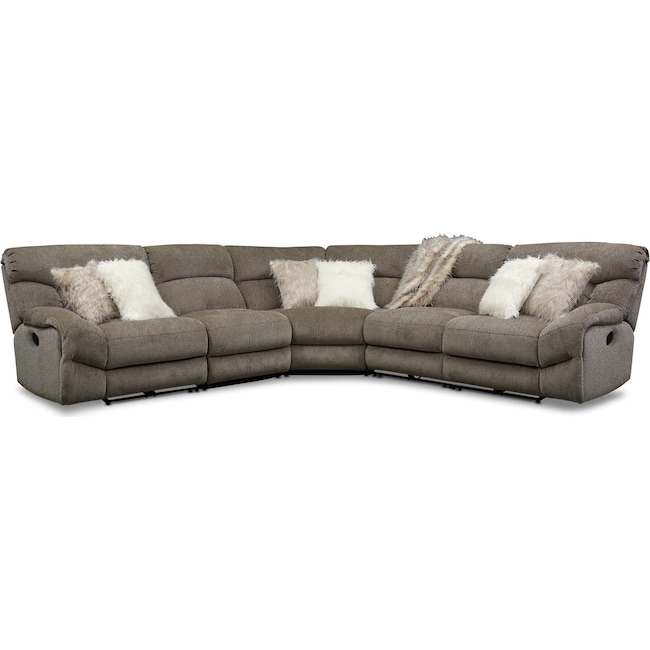 Living Room Furniture - Wave 5-Piece Manual Reclining Sectional with 3 Reclining Seats