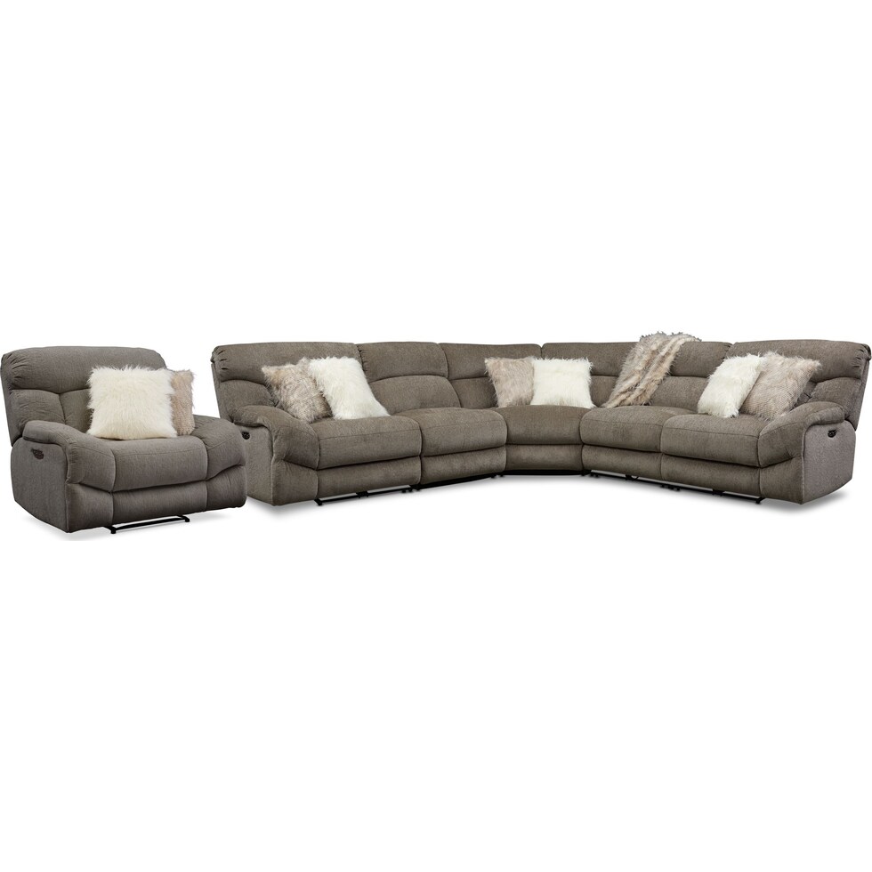wave collection gray  pc power reclining sectional   