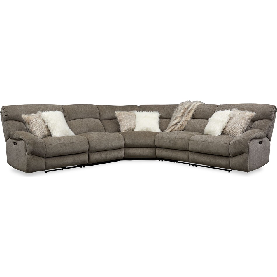 wave collection gray  pc power reclining sectional   