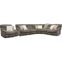 wave collection gray  pc reclining sectional   