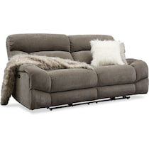 wave collection gray power reclining sofa   
