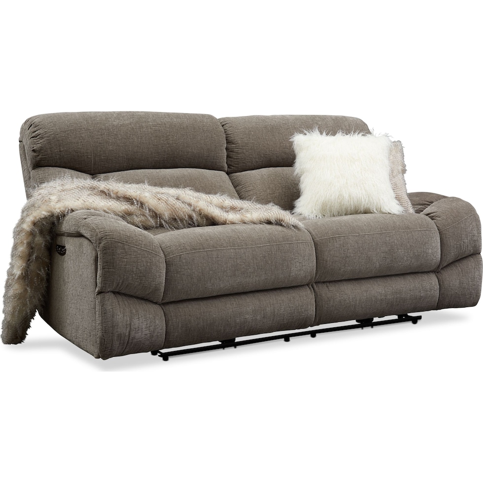 wave collection gray power reclining sofa   