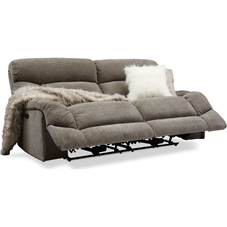 wave collection gray power reclining sofa   