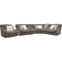 wave collection gray reclining sectional   