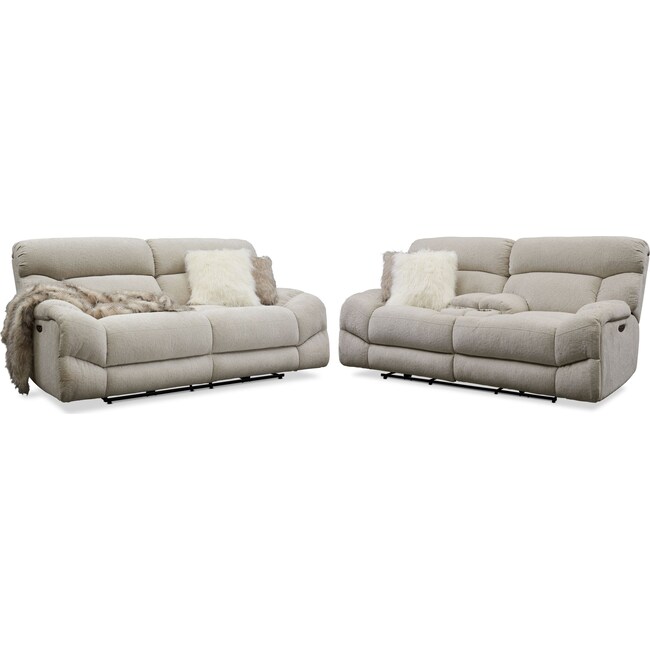 Living Room Furniture - Wave Dual-Power Reclining Sofa and Loveseat Set