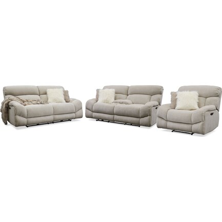 Wave Dual-Power Reclining Sofa, Loveseat and Recliner - Ivory