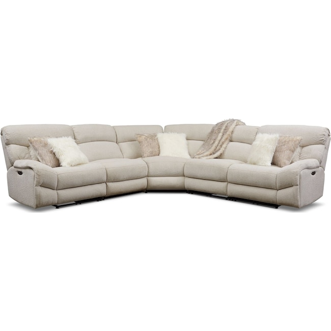 Living Room Furniture - Wave 5-Piece Dual-Power Reclining Sectional with 3 Reclining Seats