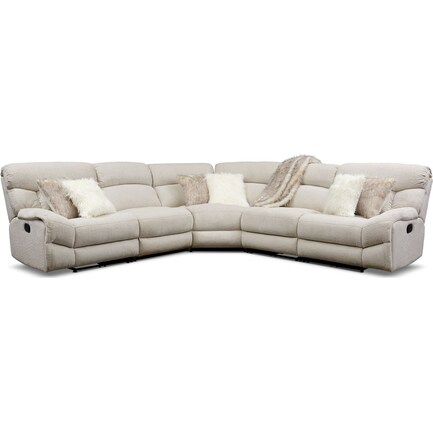 Wave Manual Reclining Sofa And Recliner, Ivory Leather Sectional With Recliners
