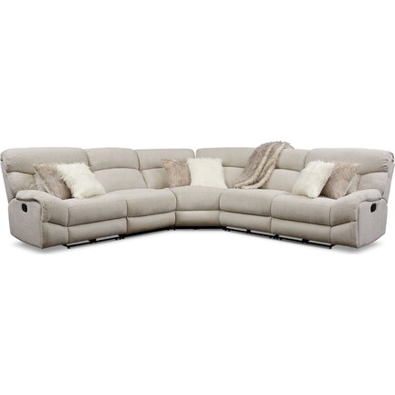 Wave 5-Piece Manual Reclining Sectional with 2 Reclining Seats - Ivory
