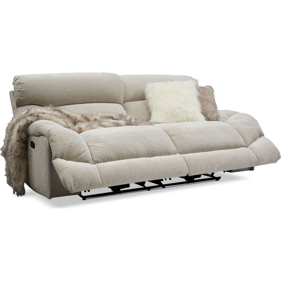 wave collection white manual reclining sofa   