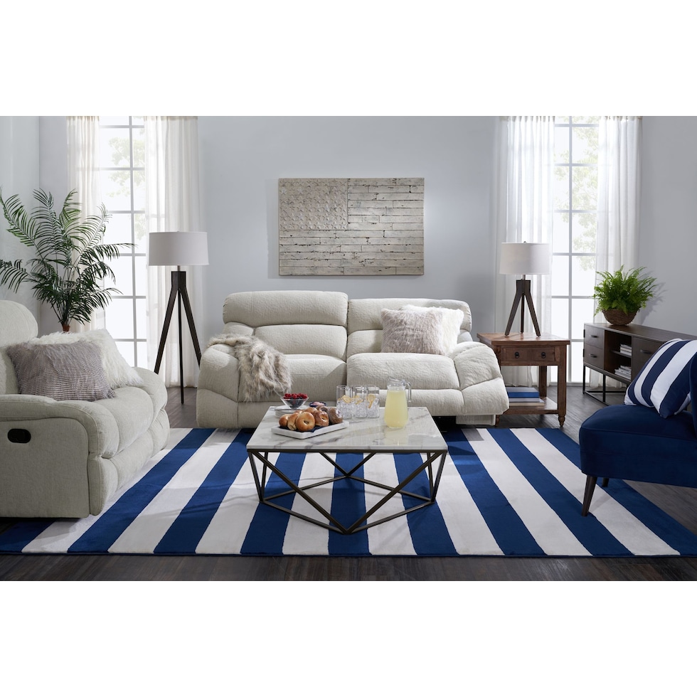 wave collection white manual reclining sofa   