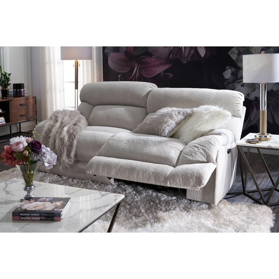 wave collection white manual reclining sofa   
