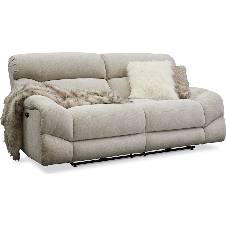 wave collection white power reclining sofa   