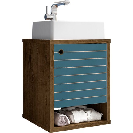 Webb Float 18" Bathroom Vanity-Brown/Aqua