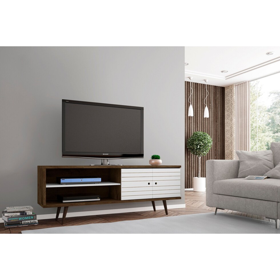 webb brown white tv stand   